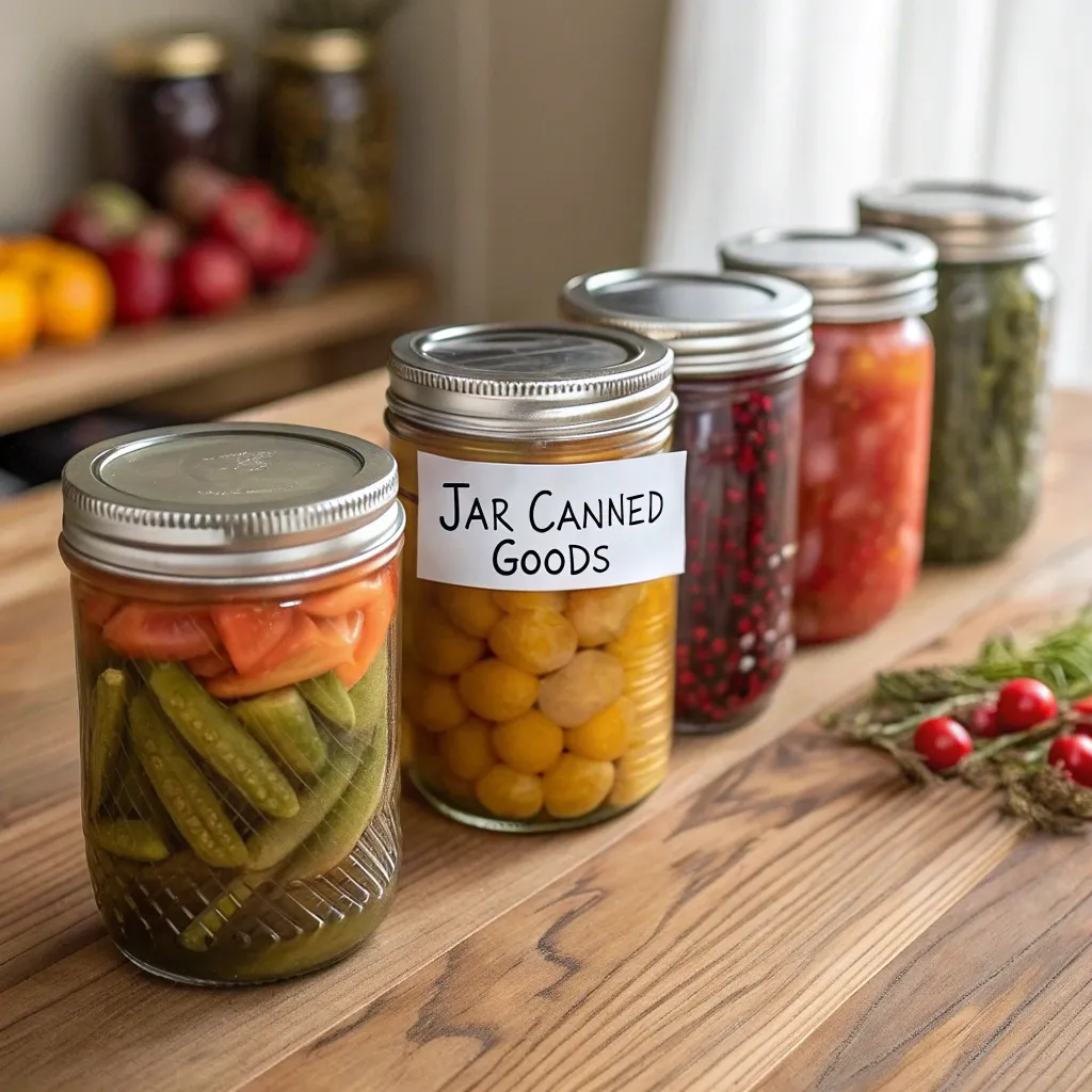 Various jars of home-canned goods